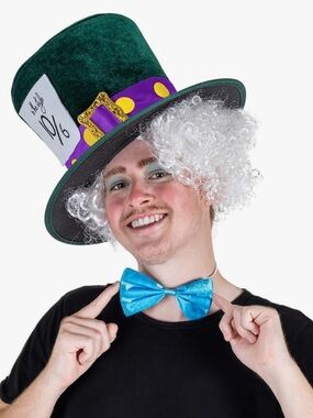 Hauntlook Mad Hatter Accessory Kit Hat, Wig, and Bowtie Unisex One-Size New